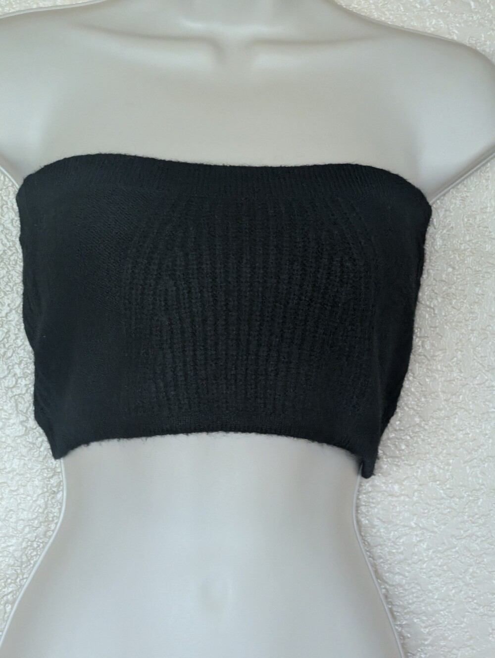 NWT Self Contrast Black Knit Cropped Tube Top S​
